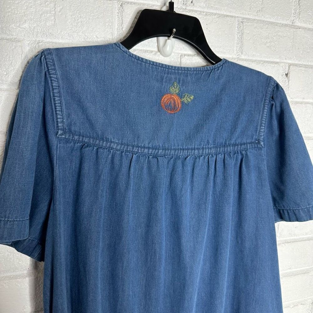 Go Softly‎ Patio Denim Dress Pumpkin Patch Fall Zipper size Medium - Picture 5 of 6
